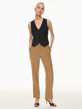 Aritzia Babaton New Command Mid Rise Slim Fit Classic Tan Pant